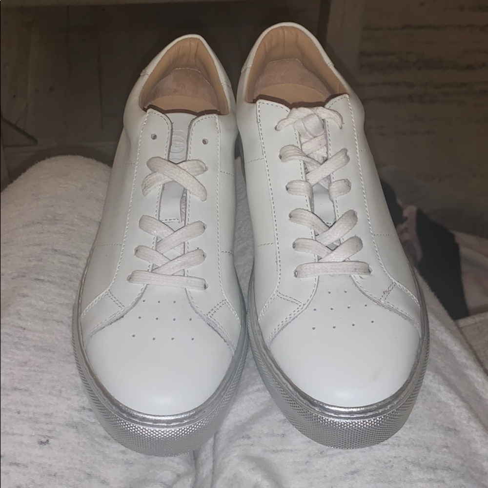 White and Silver Tennis Shoes